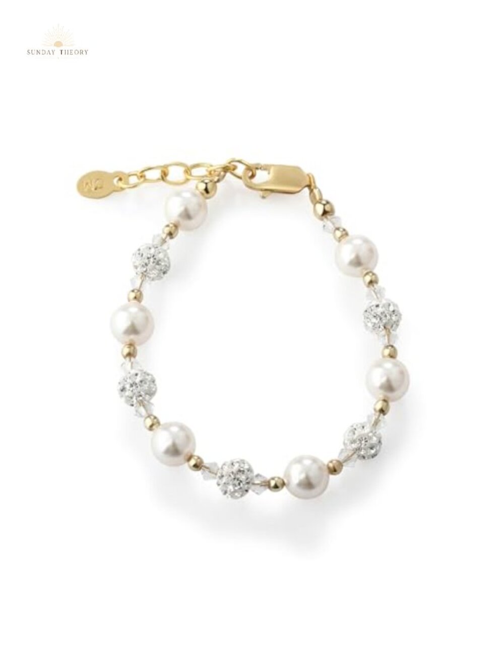 Girls Beaded Bracelet 14K Gold-Plated Sterling Silver Adjustable Keepsake